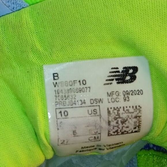 New Balance Fresh Foam 880 Women's Blue & Lime Green Sneakers - Size 10B - Picture 7 of 7